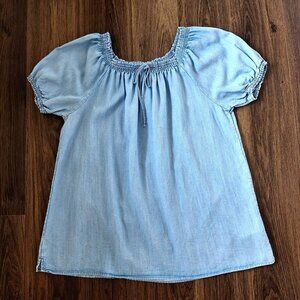 💙 Chaps Denim Soft Tencel Blouse Size L